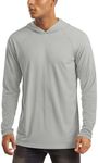 MAGCOMSEN Mens Long Sleeve T Shirts Hoodie with Thumb Holes UV Protection Moisture Wicking Active Shirts Hiking Grey