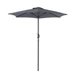 Charles Bentley Outdoor, Garden, Patio 2m Parasol Shade Umbrella, 2.5kg, Water Resistant, Sunshade, Free Standing, Crank Winding System, 38mm Pole, Steel Frame, In Grey (225x200cm)