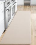 Color G Kitchen Mat 44 x 150 cm, Heavy Duty Anti Fatigue Standing Mat, Kitchen Rug Waterproof, Non-slip, Oil Resistant Leather Floor Mat for Standing Desk, Kitchen, Office (Beige)