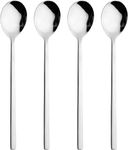 Leeonz 4Pcs Soup Spoons Stainless Steel Round Tablespoons, 8.26 Inch Long Handle Dinner Rice Korean Spoons Set for Home Kitchen Restaurant