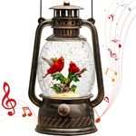 Christmas Cardinal Snow Globes Lighted Cardinal Gift with Music & Time Red Bird Snow Globe Glittering Lantern,Christmas Decorations Holiday Home Decor