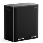 VonHaus Double Recycling Bin 60L for Kitchen - Black Recycling Bin with Two Compartments - 2 x 30L Removeable Inner Bins Dual Waste Bin with Pedal Feet - Dual Recycling Bin for Kitchen