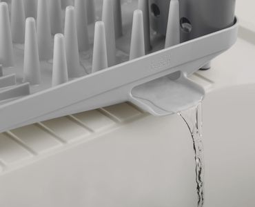 Joseph Joseph Duo Compact Dish Drying Rack – Grey with Utensil Pot & Spout