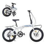 TRIOBLADE 20 Inch Folding Bike for Adult 7-Speed Shimano Drivetrain Folding Bicycle Lightweight Aluminium Frame Disc Brake Foldable Bikes for Women Men (White&Blue with Rack)