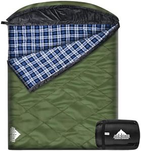 AGEMORE Sac de couchage double en flanelle de coton avec capuche doublée en polaire, sac de couchage imperméable pour adultes, pour temps froid, 2 personnes, pour camping, randonnée ou randonnée, 3 à