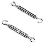 Lind Kitchen 2PCS M8 Hook & Eye Turnbuckle Stainless Steel Rigging Tightener Hardware Fittings Wire Rope Tensioner CO