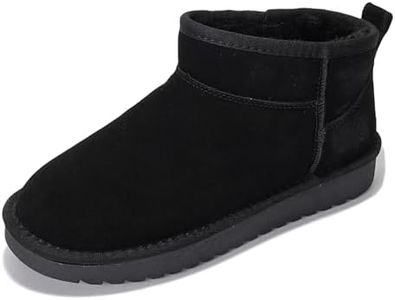Project Cloud 100% Genuine Suede Ankle Boots for Women - Water Resistant Winter Boots for Women - Memory Foam Insole Trending Shoes for Women - Comfortable Women's Ankle Boots (Hippy, Black, 6)