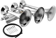 Vixen Horns Train Horn for Truck/Car. 3 Air Horn Chrome Plated Heavy Duty Trumpets. Super Loud dB. Fits 12v Vehicles Like Semi/Pickup/Jeep/RV/SUV VXH3418C