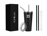 IRON °FLASK Classic Tumbler, Vacuum Insulated Stainless Steel, Hot & Cold, Modern Double Walled [Midnight Black] [32 Oz]