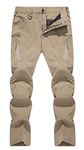 TACVASEN Work Trousers Men with Pockets Cargo Trousers Outdoor Hiking Trousers Lightweight Walking Pants Quick Dry Camping Trousers Khaki,34