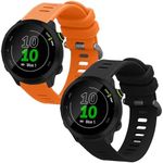 kwmobile Straps Compatible with Garmin Forerunner 55 Straps - 2x Replacement Silicone Watch Bands - Black/Orange