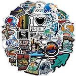 AIRNOGO Fishing Stickers 100 Pcs Outdoor Camping Angling Sticker Pack, Waterproof Vinyl Stickers for Laptop Scrapbook Journal Skateboard Travel Mug Cup Fishing Box Suitcase Phone MacBook Guitar etc