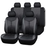 Flying Banner Car Seat Covers Full Set Front Seats and Rear Bench Leather Splicing Mesh Breathable Cover Black Color