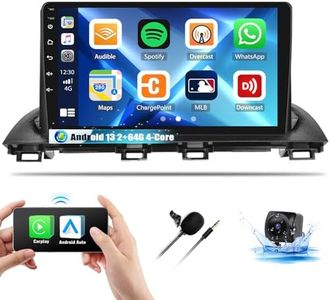 GOHHDL 2+64G Android 13 Car Stereo for Mazda 3 Axela 2014-2019 with Wireless CarPlay Android Auto, 9" Touchscreen in Dash GPS Radio with WiFi Bluetooth Mirror Link FM RDS HiFi/EQ SWC + Backup Camera