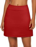 Ekouaer Tennis Skirts for Women Golf Athletic Activewear Skorts Summer Workout Shorts Exercise Hiking Skirts with Underneath Red XL