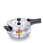 Prestige Deluxe Svachh Stainless Steel Pressure Cooker with Alpha Base and Deep Lid for Spillage Control, (3.3L Mini Handi), SILVER