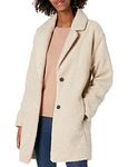 Amazon Brand - Daily Ritual Women's Teddy Bear Fleece Lapel Coat, Sand, Medium