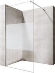 Durovin Bathrooms 1100mm Walkin Shower Screen 2000 mm high - 8mm Safety Frosted Strip Glass -Wet Room Shower Enclosure