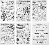 Kesote Transparent Christmas Silicone Stamps, Stamps Shaped Santa Claus, Christmas Tree, Reindeer, Snowman, DIY Stamps for Scrapbooking, Album (About 70 Pieces)