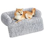 Feandrea FluffyHug Dog Sofa Bed, Dog Sofa Cover, Calming Dog Bed, XL, for Medium and Large Dogs, 43 x 37.5 x 7 Inches, Washable Cover, Gray Ombré UPGW223G01