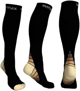 Physix Gear Compression Socks 20-30 mmHg - Men & Women - Running, Nurses, Shin Splints, Travel (NUDE/BEIGE-S/M)