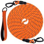 Joytale Training Leads for Dogs, Padded Handle Long Line Dog Lead, 5m 10m 15m 20m Long Leads for Dog Training and Tie Out, Support Up to Dogs Under 60kg, Orange 10M