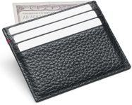 DONBOLSO Slim RFID Blocking Leather Wallet for Men - Minimalist and Small Card Holder with Multiple Slots for Card and Cash - Thin and Compact Wallet for Men's Front Pocket, Grained Nappa Black,