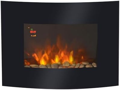 HOMCOM Led Wall Mounted Fireplace Curved Glass Electric Fire Place Fire Place 7 Colour Side Lights Slimline, 900/1800W, 65cm x 52cm