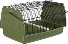 TRIXIE transport box for birds and small animals, 22 × 14 × 15 cm, 5901, green, plastic/metal, carrying handle, removable perch