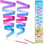 Cikyner Gymnastics Ribbon, 2 Pack Colorful Gymnastics Band with Stick, Dance Band Children Rainbow Band for School and Home Game, Ideal for Girls on Children's Birthday party or Christmas