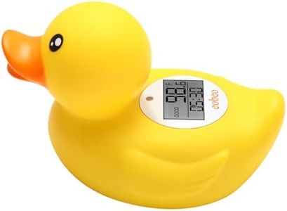 Eobeo Duck Baby Bath Thermometer - Instant Read Safety Bath Thermometer with Water Temperature Alerts & Bath Time Timer - Floating Bath Toy & Digital Room Thermometer - Essential Must-Have for Newborn