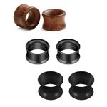 Rajnard Surgical Steel Ear Tunnels Flexible Silicone Ear Stretcher Wood Ear Plugs Expander Gauges 8mm Ear Stretching Piercing Body Jewellery Black