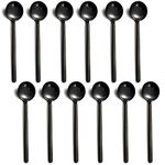 Dicunoy 12 Pack Coffee Spoons, Black Espresso Spoons, 18/10 Stainless Steel Mini Coffee Teaspoons, 5 Inch Small Round Spoon for Tea, Sugar, Dessert, Cake, Ice Cream, Antipasto, Cappuccino