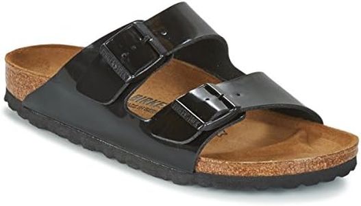 Birkenstock Women's Arizona Birko-Flor Patent Open Toe Sandals, Black Patent, 9 US