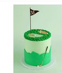 Personalised Gold Mirror Acrylic Golf Age Flag & Club Cake Topper