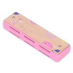 Kids Harmonica Instrument, Wooden Skill Development Early Learning 16 Hole Kids Harmonica Portable for Preschool for Children (Pink)