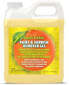 Smart 'n Easy Paint & Varnish Remover Gel - Do It Yourself Friendly Paint Remover - Strips Multiple Layers of Acrylic, Latex, Oil, & Water-Based Paints & Varnishes - Orange Citrus Scent - 32oz.