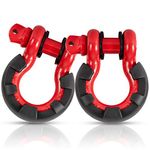 FieryRed 3/4" D Ring Shackle- 2 Pack Tow Shackles with 7/8" Locking Pin and Black Isolator & Washer Kits 22,046Ibs Break Strength for use With Tow Strap