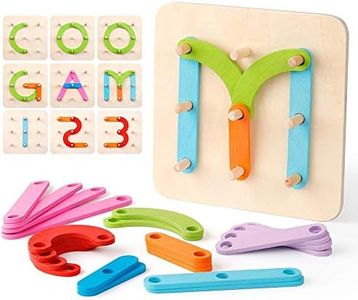 Coogam Wooden Letter Number Sorter Puzzle Educational Stacking Blocks Toy Set Shape Color Construction Pegboard Sorter Activity Board Sort Game for Kids Toddler Gift Preschool Learning Toy