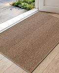 Color&Geometry Indoor Door Mat 24" x 36", Non Slip Low Profile Floor Mat, Ultra Thin Washable Entrance Mat Indoor, Unique Herringbone Design Carpet for Inside, Patio, Porch, Warm Chestnut(FOLD)