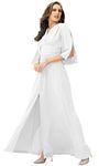 koh koh Plus Size Womens Long Bridesmaid Bridal Wedding Party Guest Cocktail Elegant Evening Short Flutter Sleeve Slit Tall V-Neck Dressy Maxi Dress Dresses Gown Gowns, White/Ivory 4XL 26-28