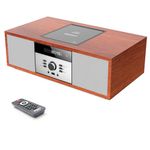 WISCENT Bluetooth Vintage Style Retro Look Micro Audio Streaming CD Player System,with Bluetooth,USB Port,FM Stereo,AUX Input,Remote Control,Nostalgic Bluetooth Stereo System for Home