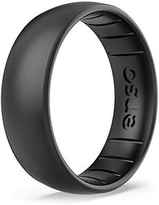 Enso Rings Classic Elements Silicone Ring Infused with Precious Elements – Wedding Engagement Band – 6.6mm Wide, 1.75mm Thick - Premium Black Pearl Infused Silicone Ring – Size 14