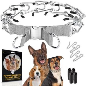 PetJett Prong Collar for Dogs - No Pull Choke Collar for Dogs, Pinch Collar for Dog, Adjustable Training Collar & Walking Tool for Small, Medium, or Large Breed - Stainless Steel Metal Choker Chain