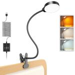 Glocusent 5W Clip on Light, 36 LED Reading Lamp, Eye Caring Bedside Light, 3 Color & 5 Brightness Levels, Clip on Lamp with Gooseneck, Perfect Bed Lamp, Makeup Light, and Clip on Reading Light