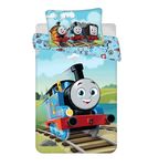 Jerry Fabrics Baby Children's Bed Linen Reversible Design Thomas and Friends Locomotives Crew Nia Thomas Diesel Duvet Cover 100 x 135 cm + Pillowcase 40 x 60 cm 100% Cotton