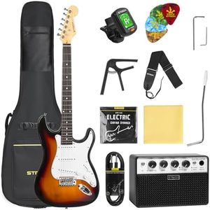 STRICH Electric Guitar Beginner Kit, Solid Body 39" Full Size Electric Guitar SSS Pick Up for Starter, with 10W Amp, Bag, Digital Tuner, Capo, Strap, String,Cable, Picks, SST-S10 Sunburst