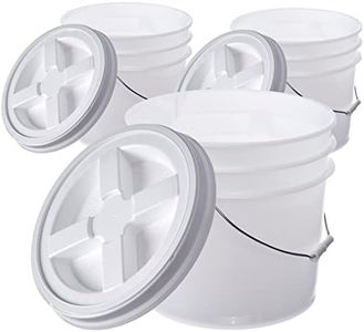 Hudson Exchange Premium 3.5 Gallon Bucket (Natural, 3 Pack) with Gamma Seal Lid, HDPE