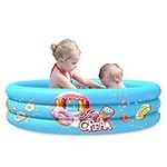 Bestrip Kids Paddling Pool Inflatable Kiddie Pool 3 Ring Cycles 110cm x 30cm Swimming Pool Indoor&Outdoor Baby Toddler Water Game-Blue