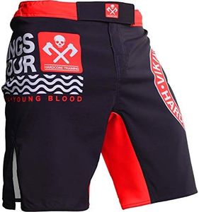 Hardcore Training Fight Shorts Men's Boxing MMA Combat BJJ Grappling Fitness Muay Thai Kickboxing No Gi Multiple Colours (as1, Alpha, xx_l, Regular, Black Red White)
